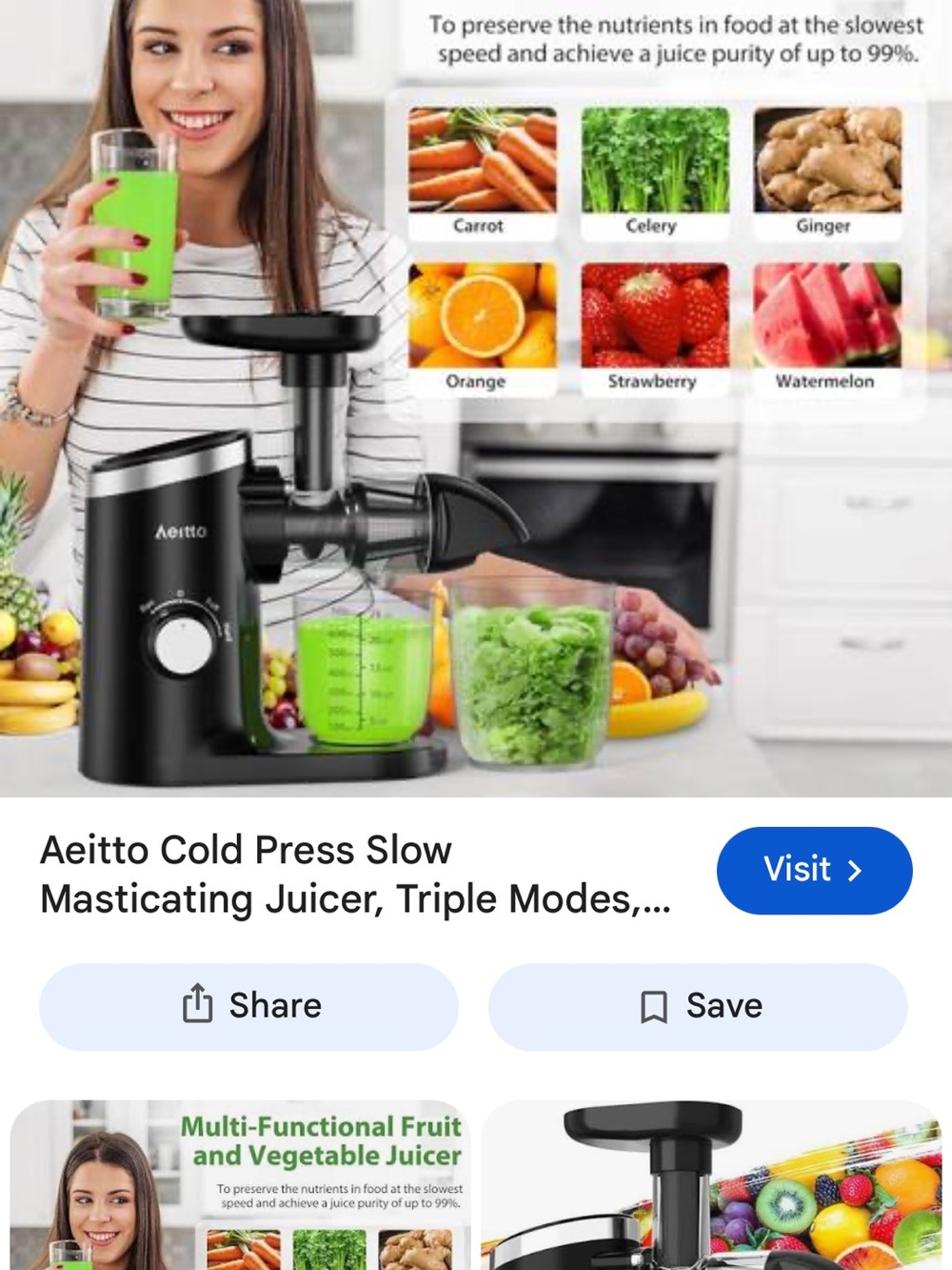 Black Cold-Press Slow Masticating Juicer - Quiet Extraction
